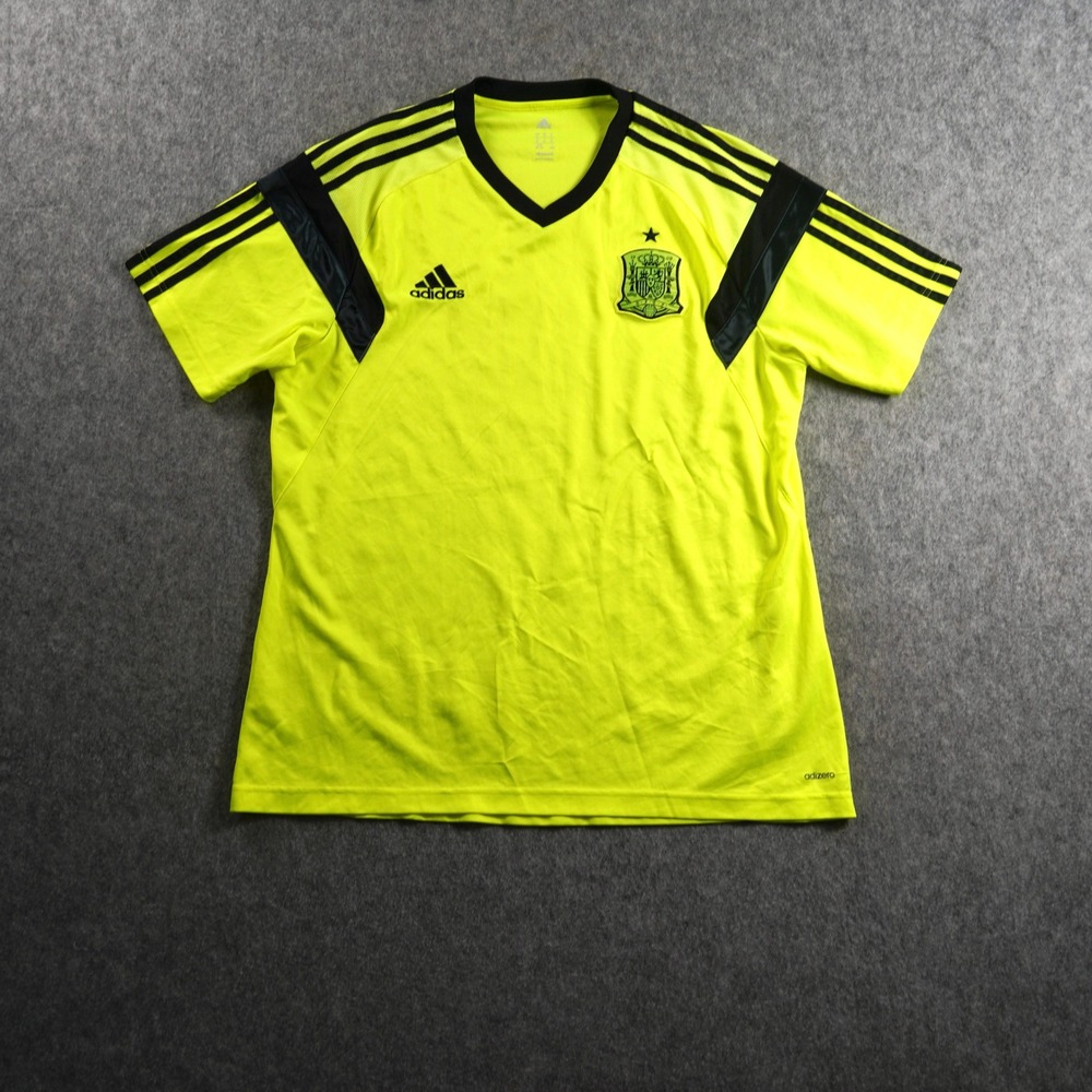 adidas Spain National Team Soccer Jersey Men's XL Yellow Climacool 2014 Away